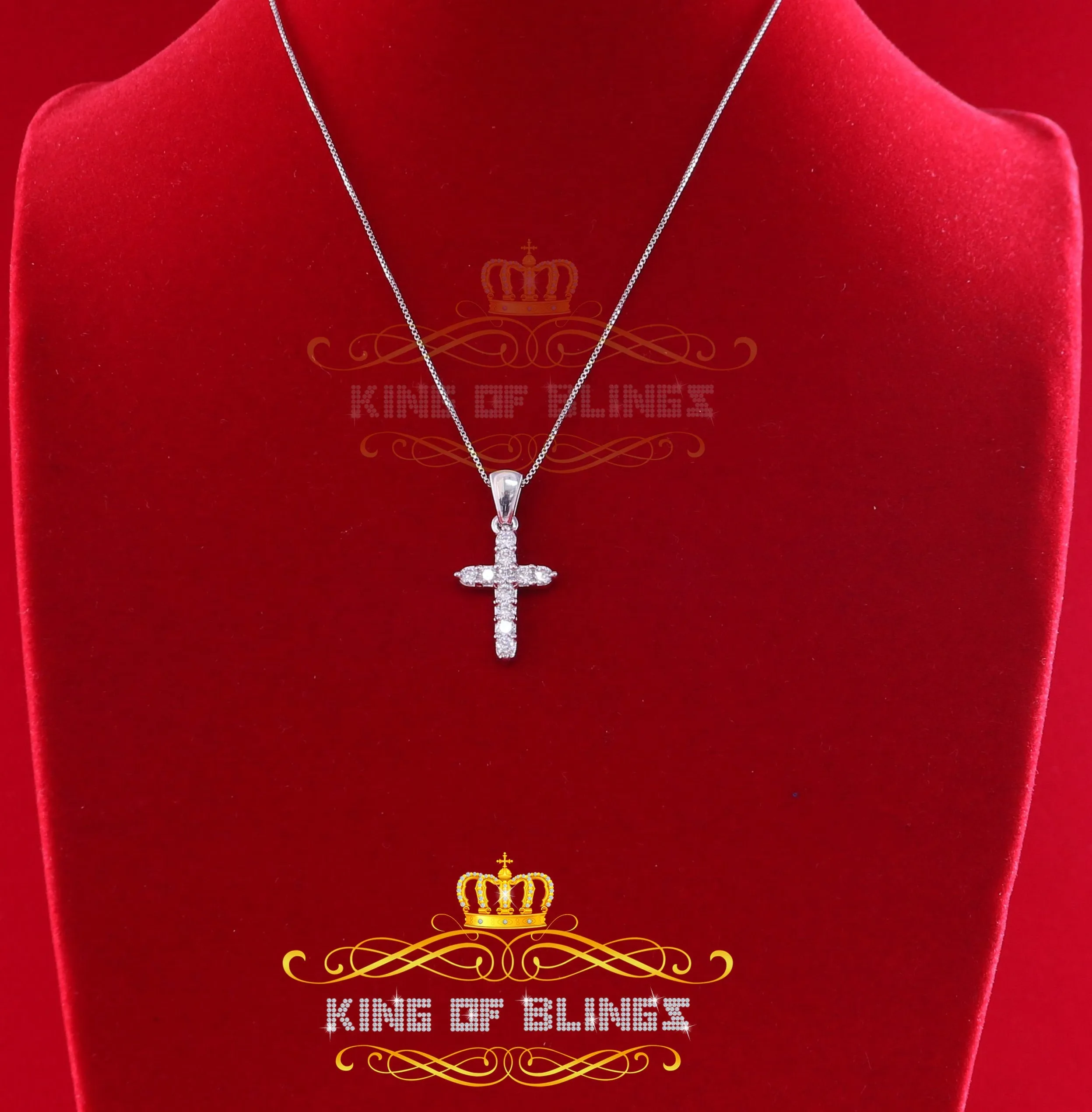 White King of Bling's Sterling Silver CROSS Shape Pendant 1.21ct Cubic Zirconia