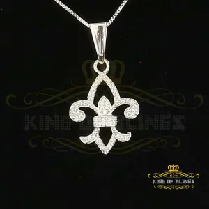 White Sterling Silver with Fleur de Lis Shape Pendant 0.57ct Cubic Zirconia