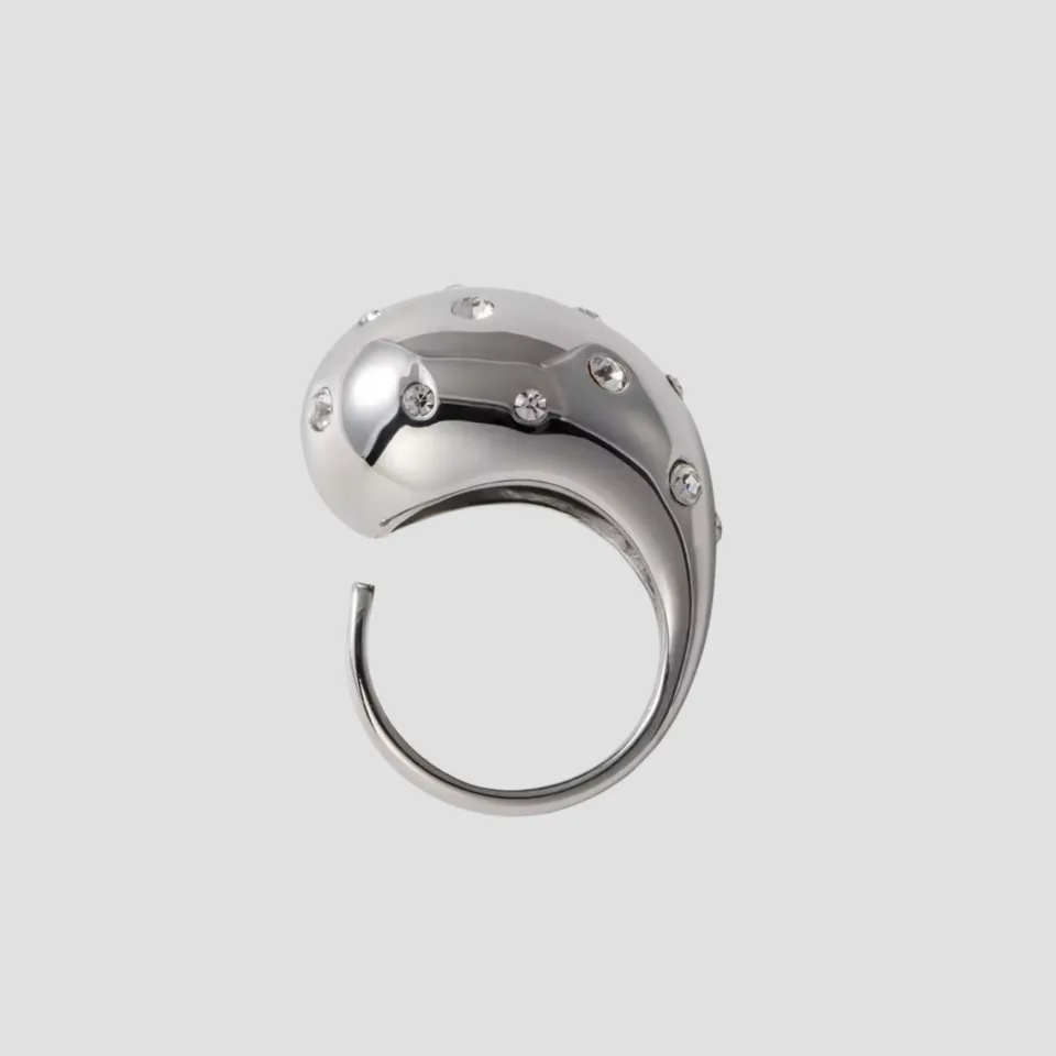 XL Teardrop CZ Stainless Steel Ring