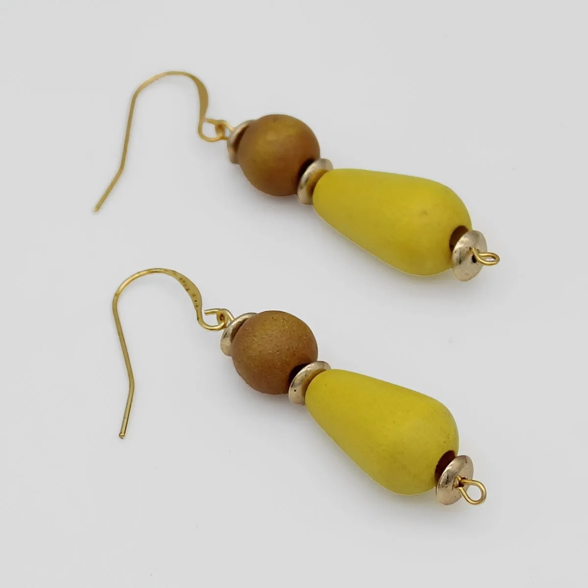 Yellow Geometric Dangle Statement Earring