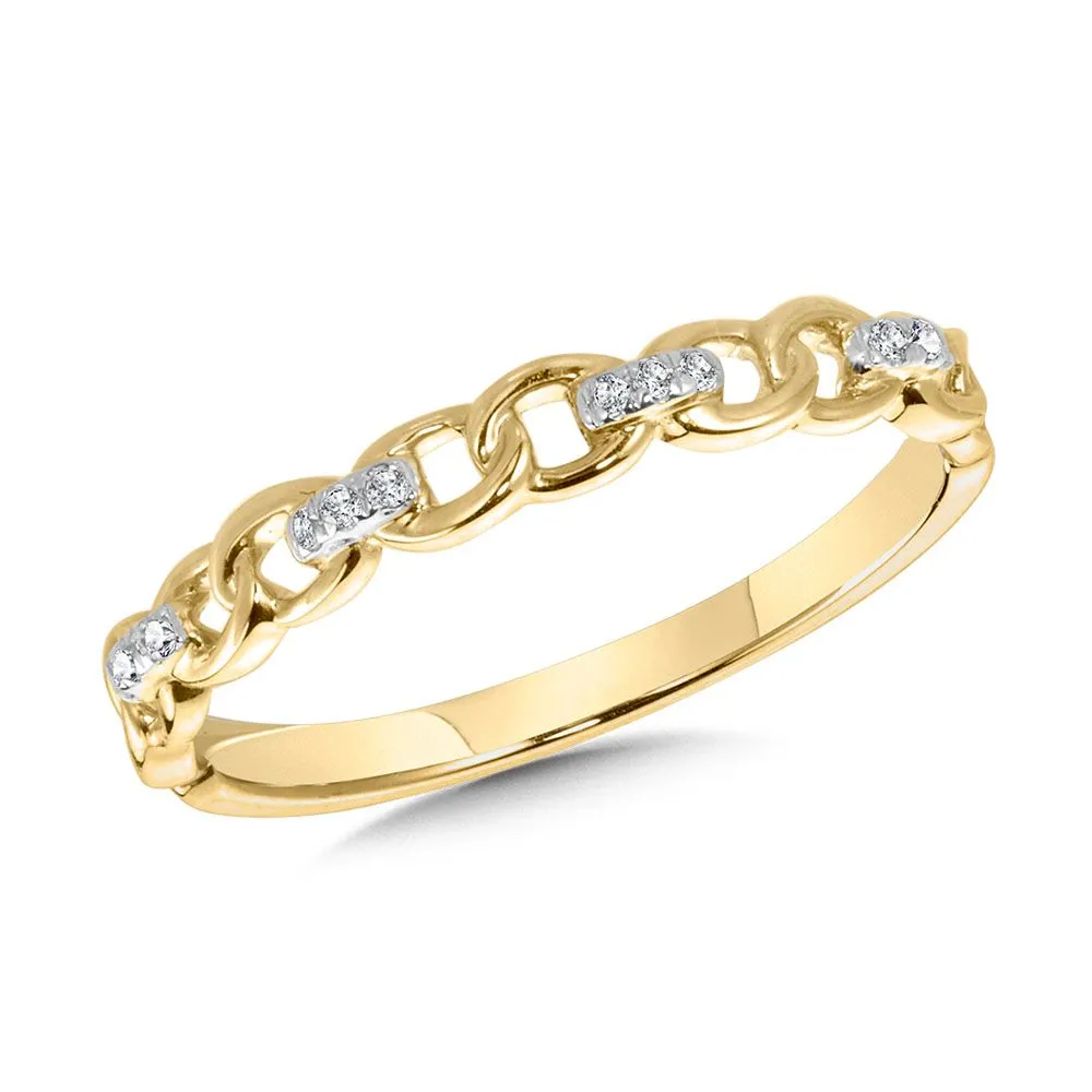 Yellow Gold Diamond Link Stackable Ring