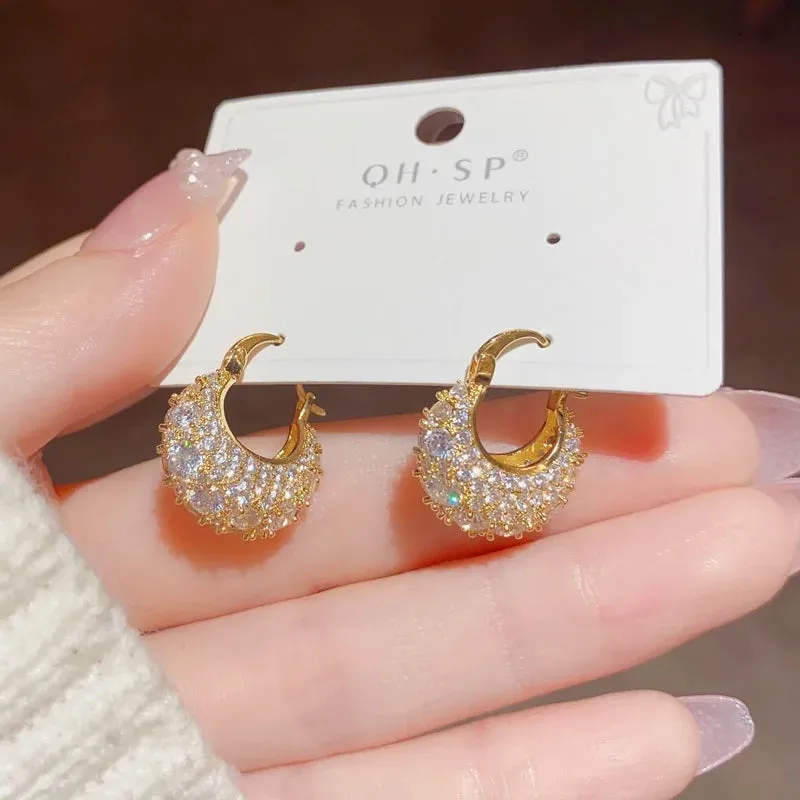 Zircon Bag-Shaped Earrings Female Unique Exquisite Earrings Wholesale